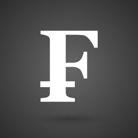 a swiss franc sign   white icon on a dark  background vector illustrationのイラスト素材