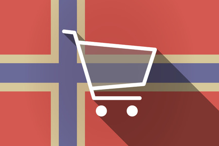 Illustration of a long shadow Norway flag with a shopping cartのイラスト素材