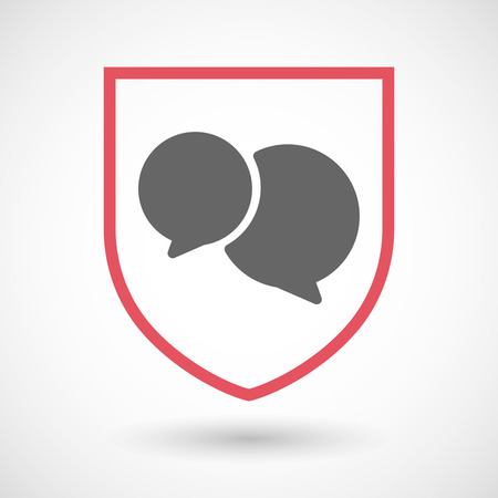 Illustration of an isolated line art shield icon with  comic balloonsのイラスト素材