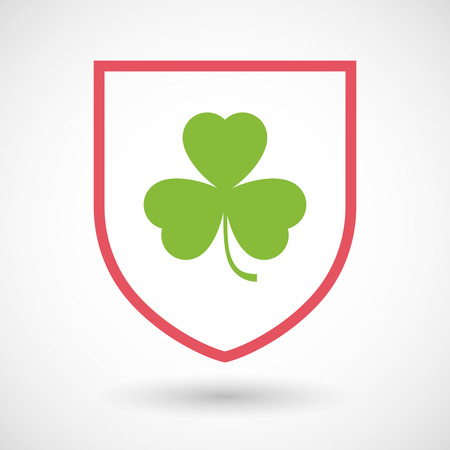 Illustration of an isolated line art shield icon with a cloverのイラスト素材