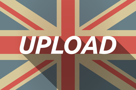 Illustration of a long shadow UK flag with    the text UPLOADのイラスト素材