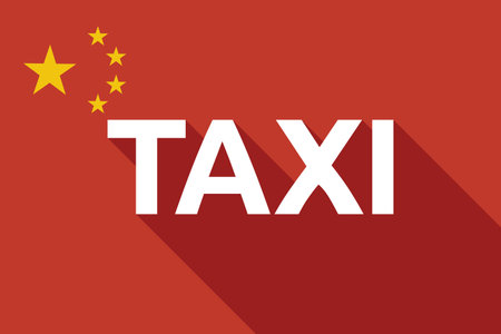 Illustration of a long shadow China flag with    the text TAXIのイラスト素材