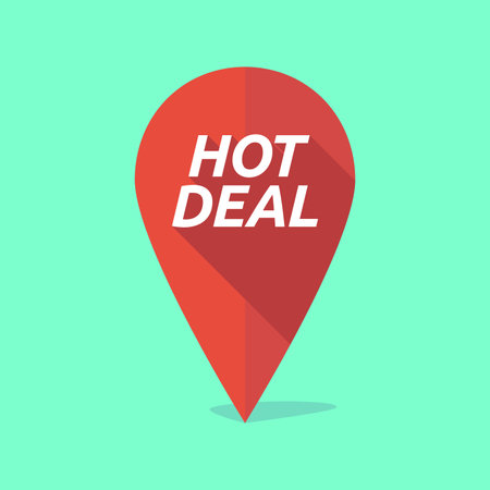 Illustration of a long shadow map mark with    the text HOT DEALのイラスト素材