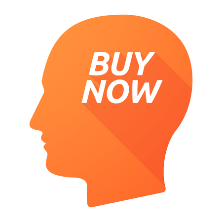Illustration of an isolated long shadow male head with    the text BUY NOWのイラスト素材