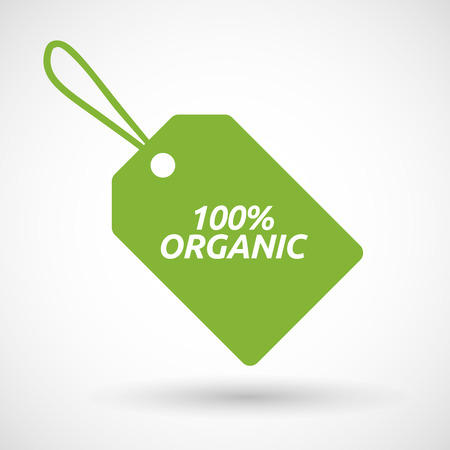 Illustration of an isolated product label icon with    the text 100% ORGANICのイラスト素材