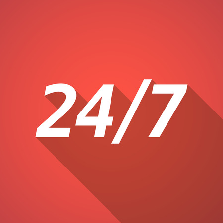 Illustration of a long shadow vector illustration of    the text 24/7のイラスト素材