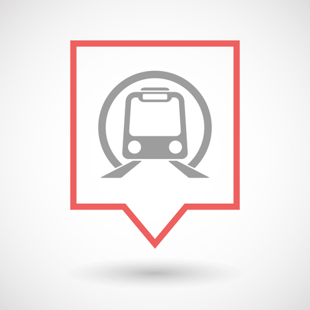 Illustration of an isolated line art tooltip icon with  a subway train iconのイラスト素材