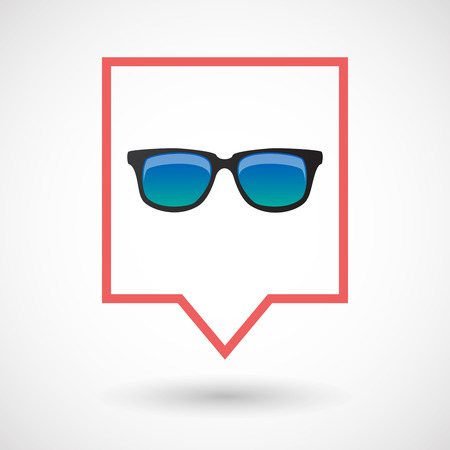 Illustration of an isolated line art tooltip icon with  a sunglasses iconのイラスト素材