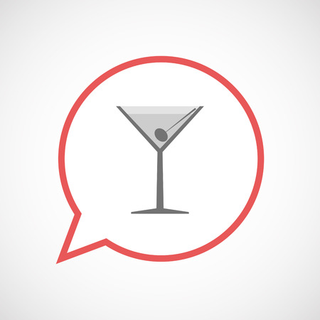 Illustration of an isolated comic balloon line art icon with a cocktail glassのイラスト素材