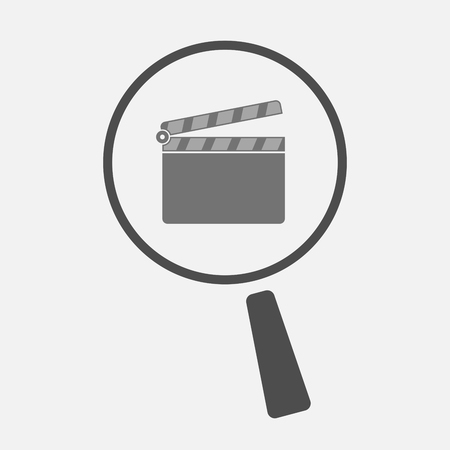 Illustration of an isolated magnifier icon with a clapperboardのイラスト素材