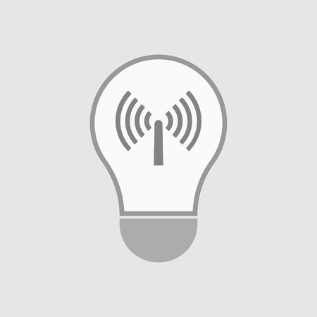 Illustration of an isolated line art  light bulb icon with an antennaのイラスト素材
