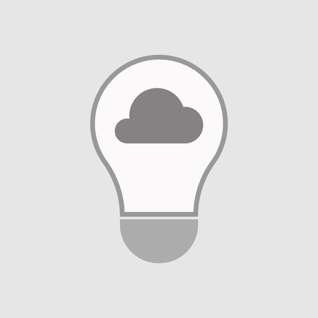 Illustration of an isolated line art  light bulb icon with a cloudのイラスト素材