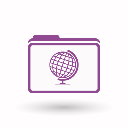 Illustration of an isolated line art  folder icon with  a table world globeのイラスト素材
