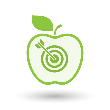 Illustration of an isolated  line art apple icon with a dart boardのイラスト素材