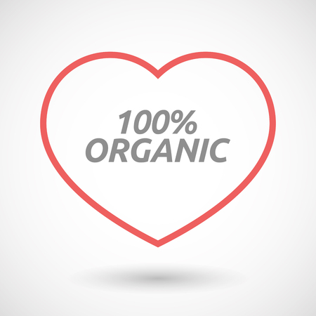 Illustration of an isolated line art heart icon with    the text 100% ORGANICのイラスト素材