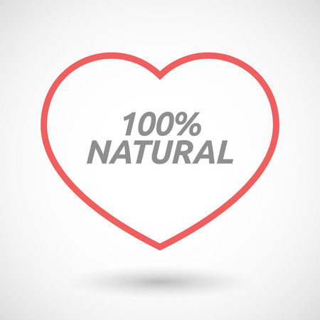 Illustration of an isolated line art heart icon with    the text 100% NATURALのイラスト素材
