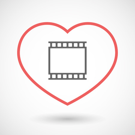 Illustration of an isolated  line art red heart with   a photographic 35mm film stripのイラスト素材