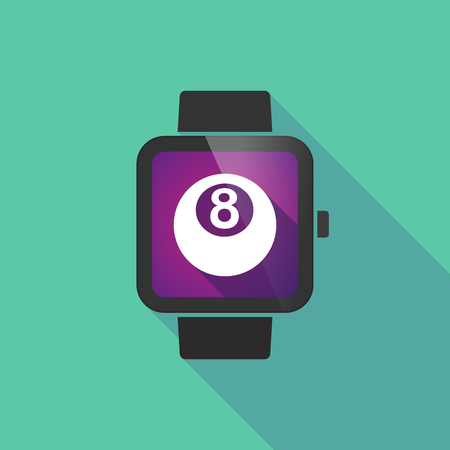 Illustration of a long shadow smart watch with  a pool ballのイラスト素材