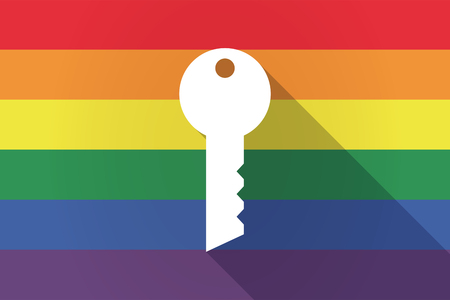 Illustration of a long shadow lgbt gay pride flag with a keyのイラスト素材