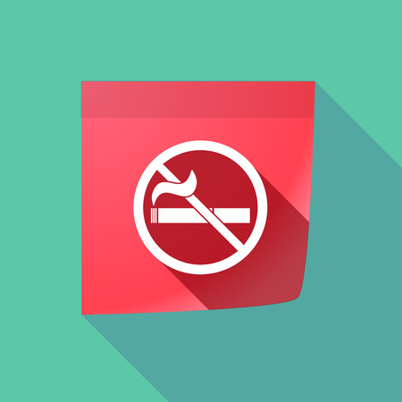 Illustration of a long shadow sticky note icon with  a no smoking signのイラスト素材