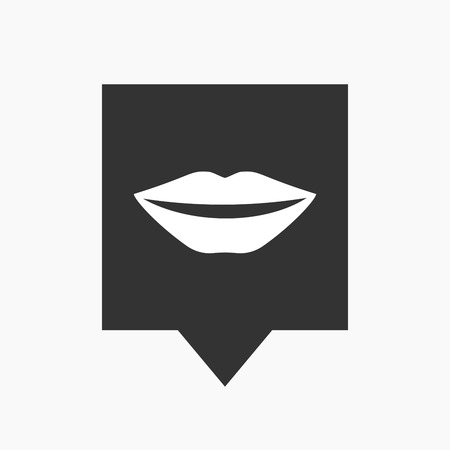 Illustration of an isolated tooltip icon with  a female mouth smilingのイラスト素材