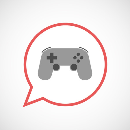 Illustration of an isolated line art comic balloon with  a game padのイラスト素材