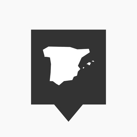 Illustration of an isolated tooltip icon with  the map of  Spainのイラスト素材