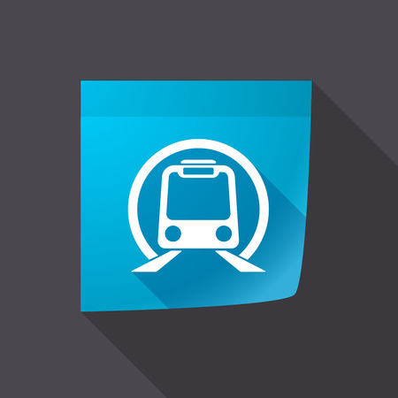 Illustration of a long shadow sticky note icon with  a subway train iconのイラスト素材