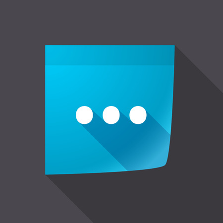 Illustration of a long shadow sticky note icon with  an ellipsis orthographic signのイラスト素材