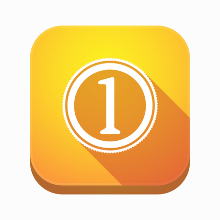Illustration of an isolated long shadow square app icon with  a coinのイラスト素材
