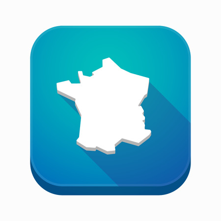 Illustration of an isolated long shadow square app icon with  the map of Franceのイラスト素材