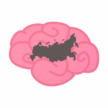 Illustration of an isolated brain with  a map of Russiaのイラスト素材