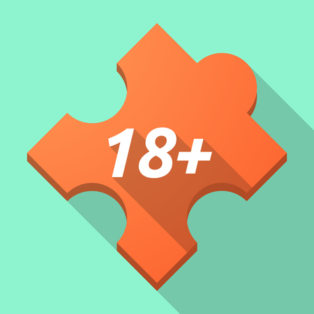 Illustration of a long shadow puzzle piece with    the text 18+のイラスト素材
