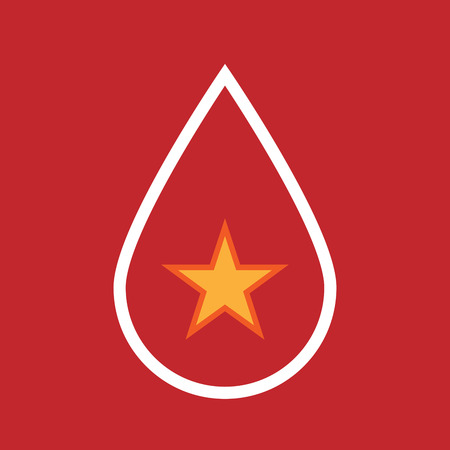 Illustration of an isolated line art blood drop with  the red star of communism iconのイラスト素材