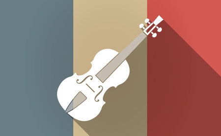 Illustration of a long shadow France flag with  a violinのイラスト素材