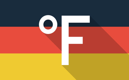Illustration of a long shadow Germany flag with  a farenheith degrees signのイラスト素材