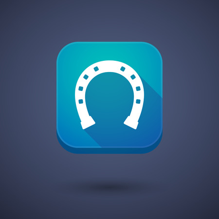 Illustration of a long shadow application square button with  a horseshoe signのイラスト素材