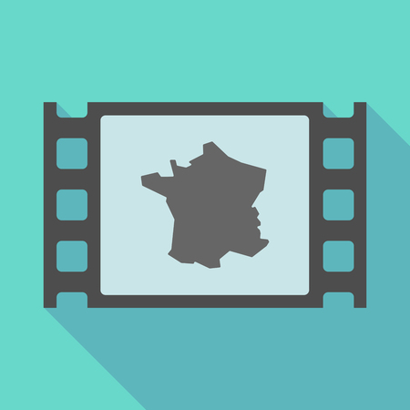 Illustration of a long shadow  film frame with  the map of Franceのイラスト素材