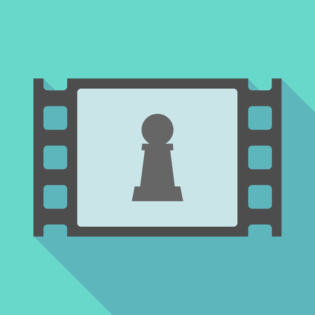 Illustration of a long shadow  film frame with a  pawn chess figureのイラスト素材