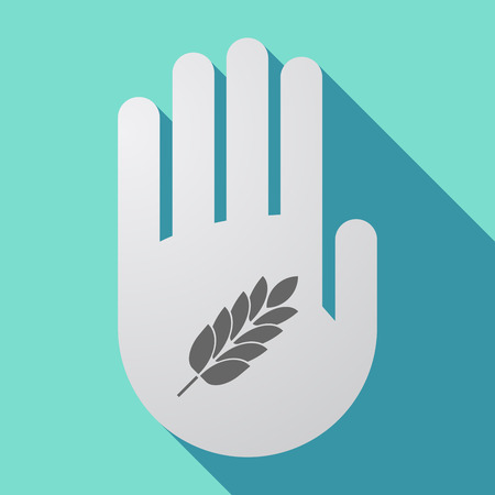 Illustration of a long shadow hand with  a wheat plant iconのイラスト素材