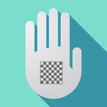 Illustration of a long shadow hand with  a chess boardのイラスト素材