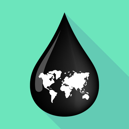 Illustration of a long shadow  oil drop with a world mapのイラスト素材