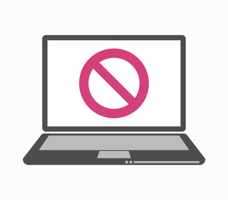 Illustration of an isolated laptop with  a forbidden signのイラスト素材