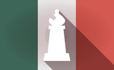 Illustration of a long shadow  Mexico flag with a bishop    chess figureのイラスト素材