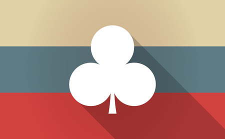 Illustration of a long shadow Russia flag with  the  Club  poker playing card signのイラスト素材