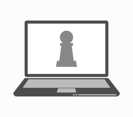 Illustration of an isolated laptop with a  pawn chess figureのイラスト素材