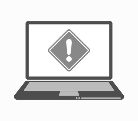 Illustration of an isolated laptop with   a warning road signのイラスト素材