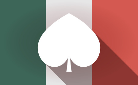 Illustration of a long shadow  Mexico flag with  the  spade  poker playing card signのイラスト素材