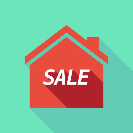 Illustration of a long shadow  house with    the text SALEのイラスト素材