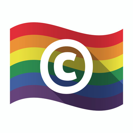 Illustration of an isolated waving Gay Pride flag with    the  copyright signのイラスト素材